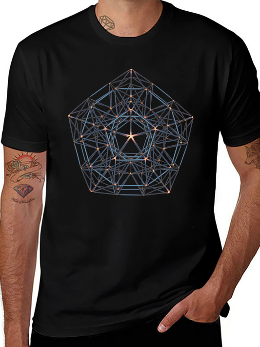 Geometric 3D Design Black Tee
