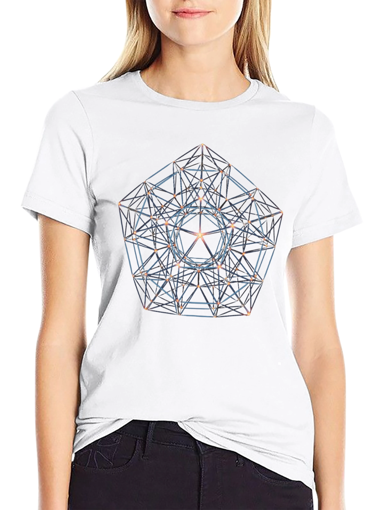 Geometric 3D Design Black Tee