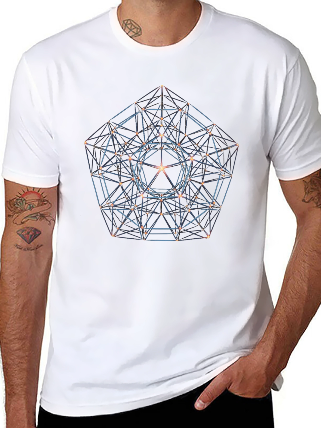Geometric 3D Design Black Tee