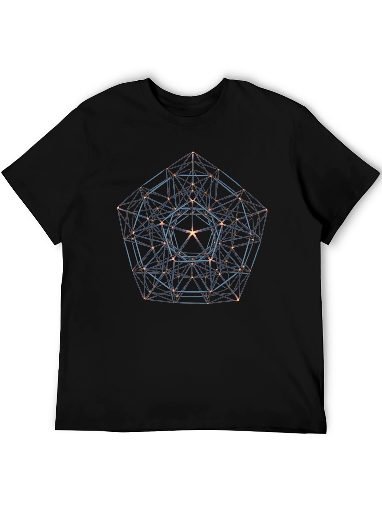 Geometric 3D Design Black Tee