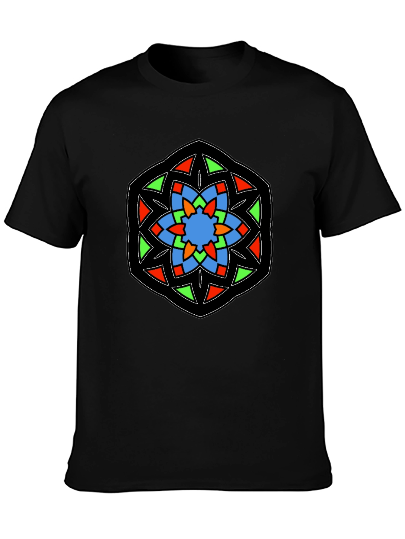Geometric Mandala Design Black T-Shirt