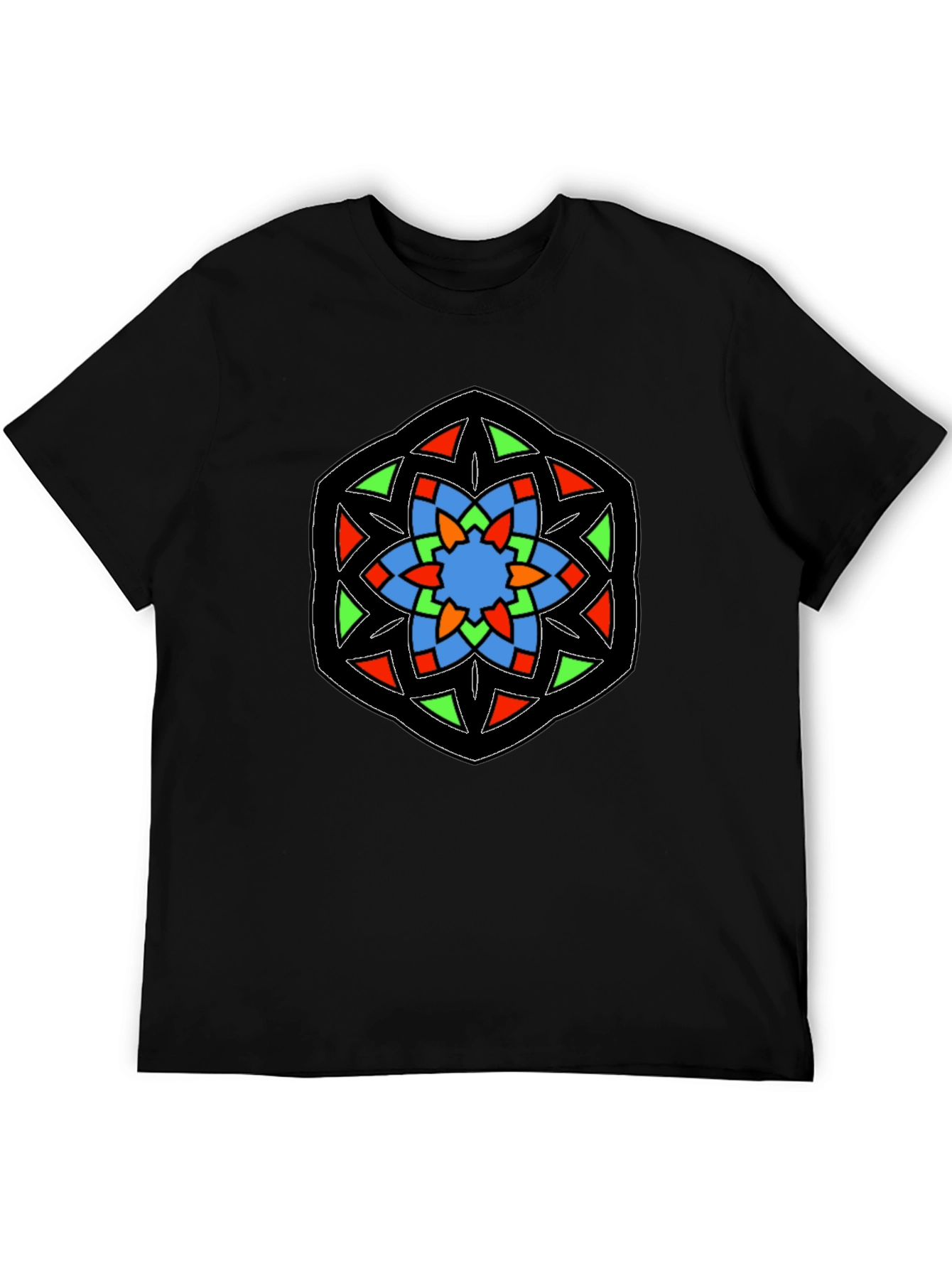 Geometric Mandala Design Black T-Shirt