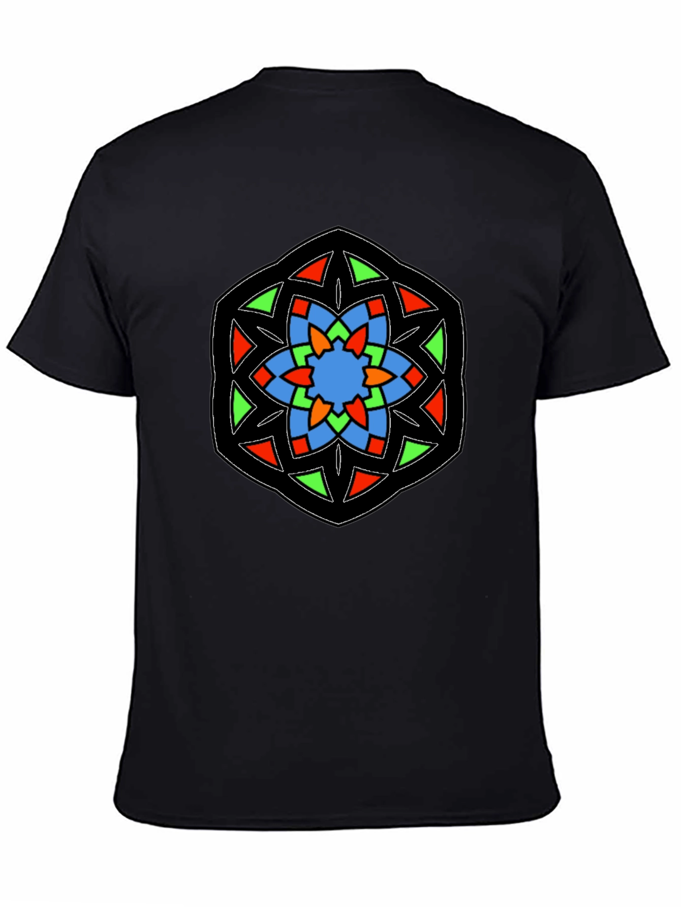 Geometric Mandala Design Black T-Shirt