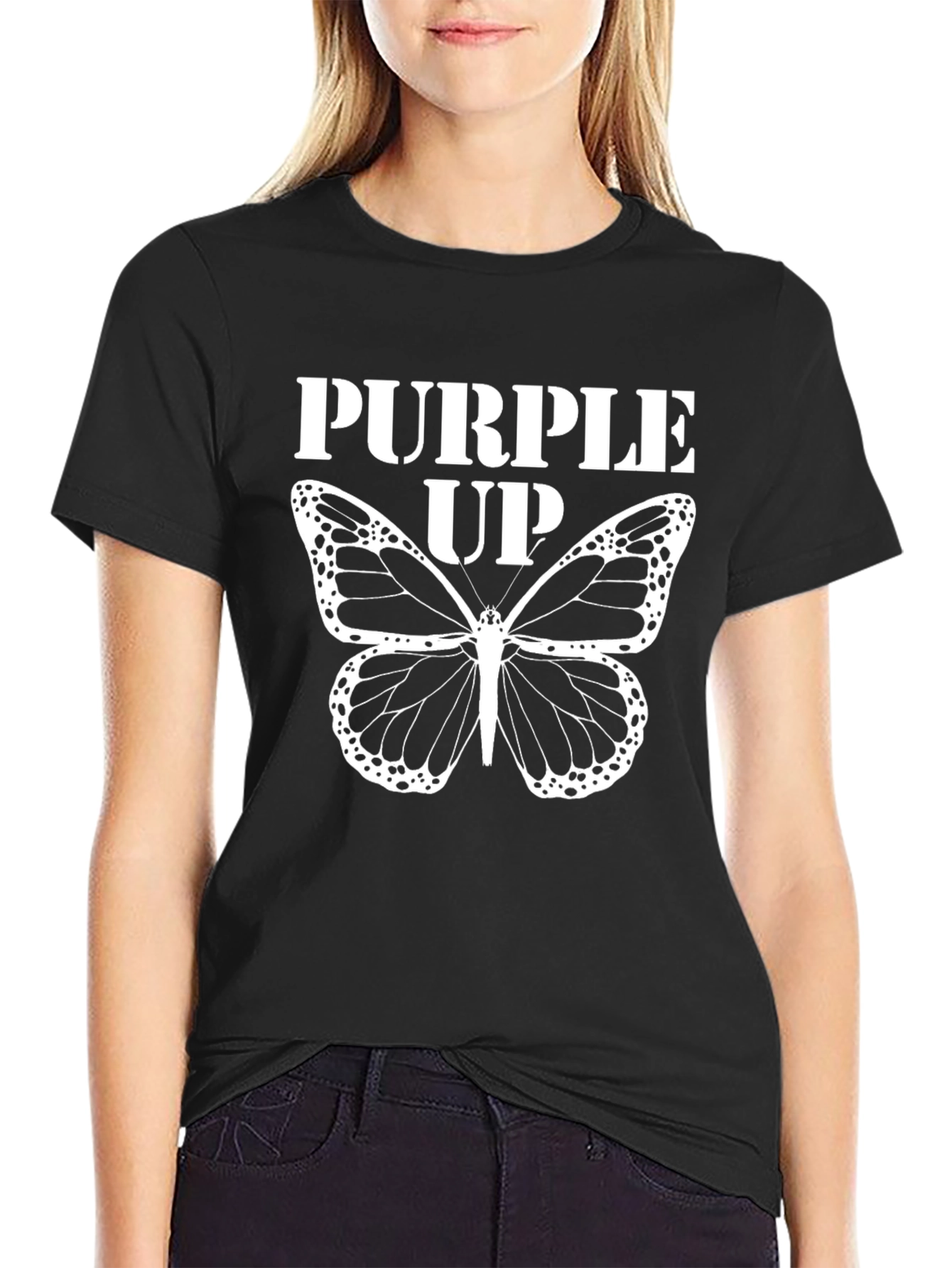 Purple Up Butterfly Graphic T-Shirt