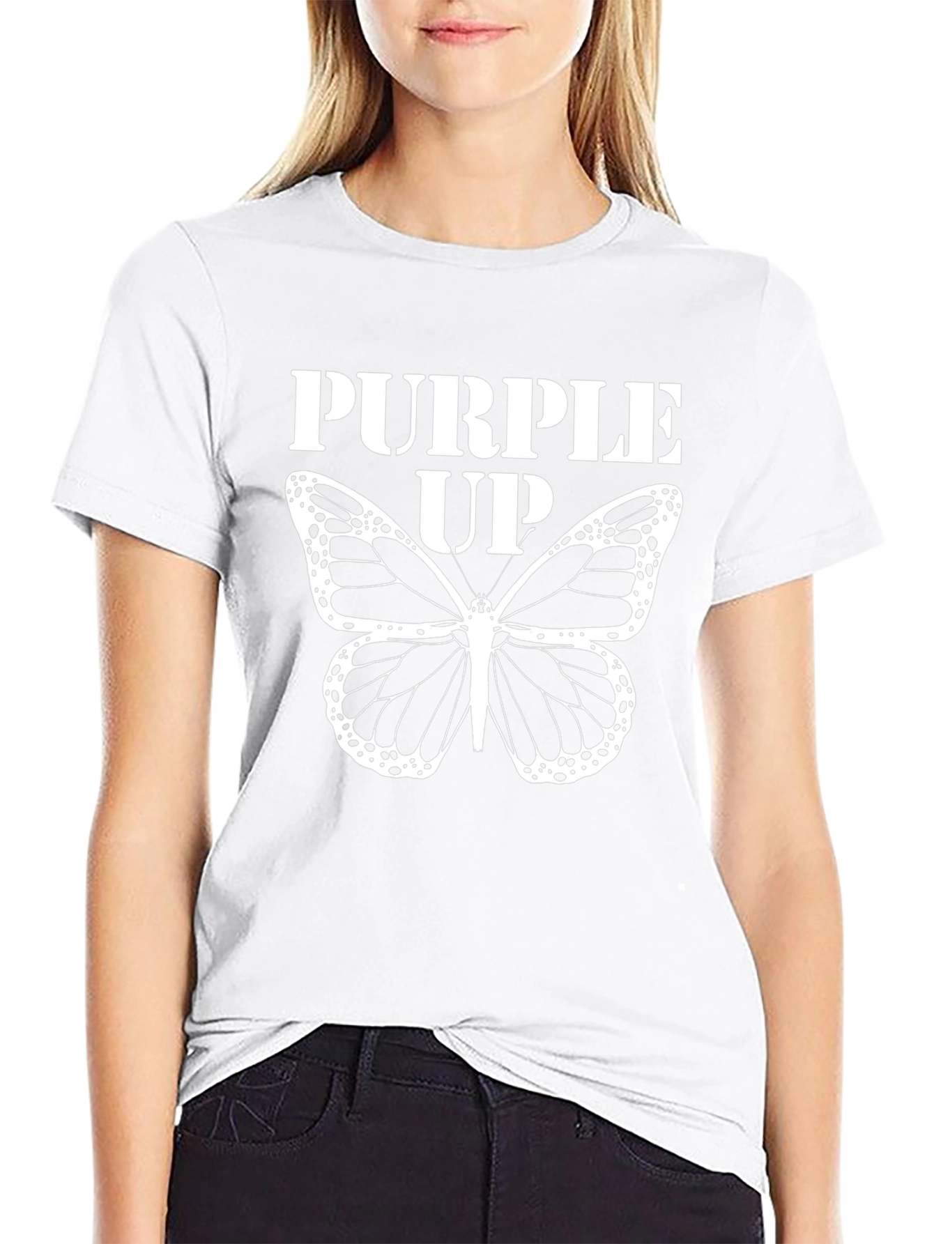 Purple Up Butterfly Graphic T-Shirt