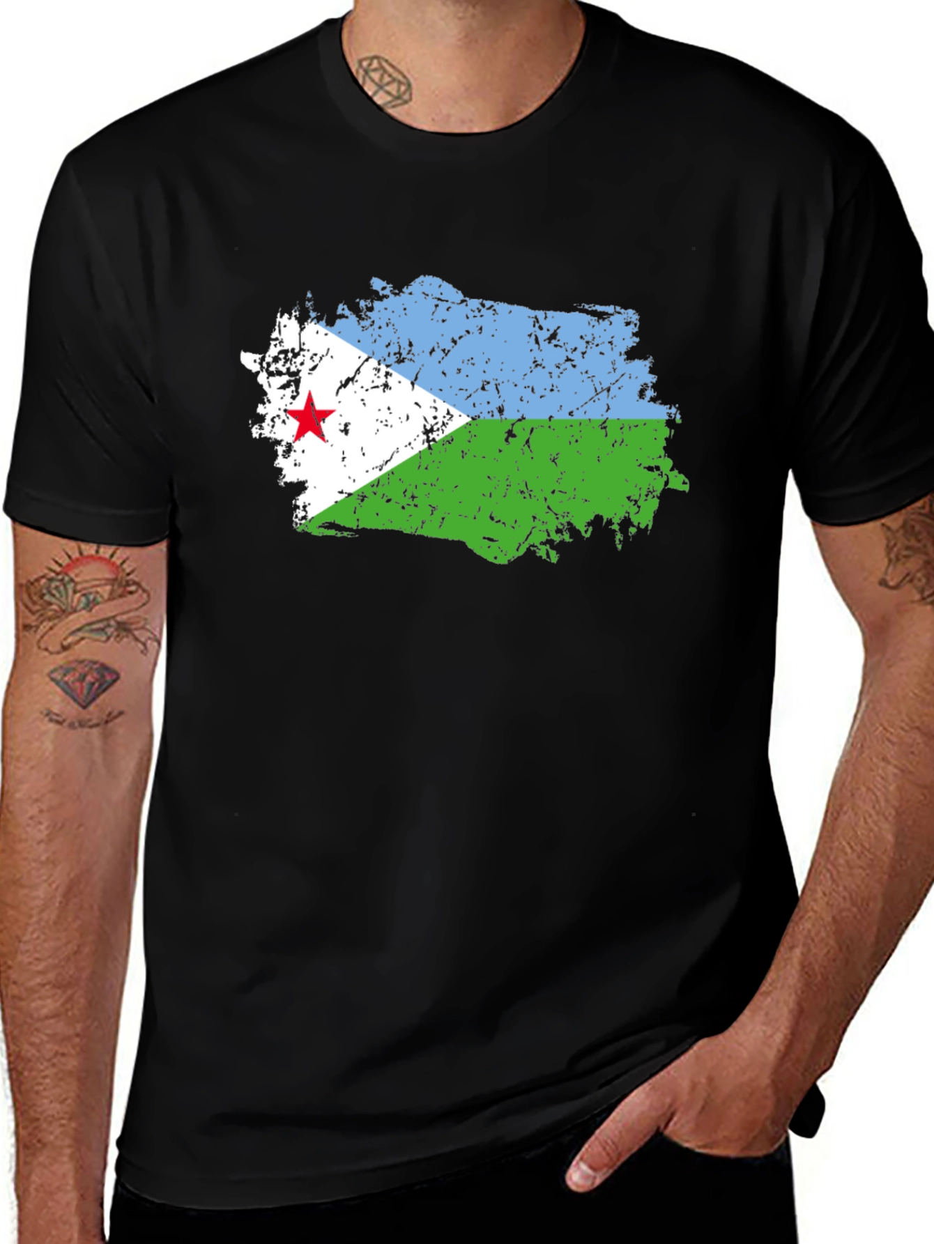 Djibouti Flag T-Shirt - Black Graphic Tee