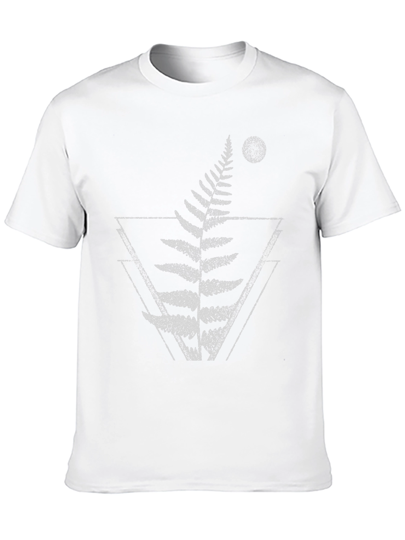 Geometric Fern Graphic T-Shirt - Trendy Black Tee