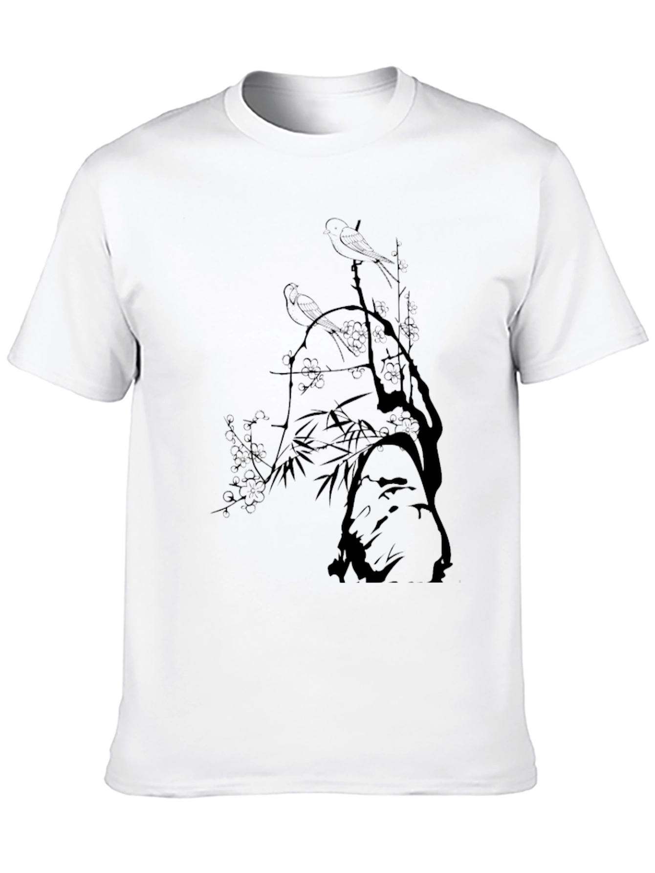 Mens Black T-Shirt with Bird & Branch Graphic
