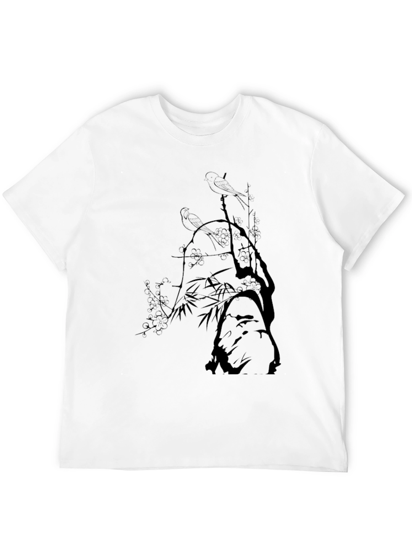 Mens Black T-Shirt with Bird & Branch Graphic