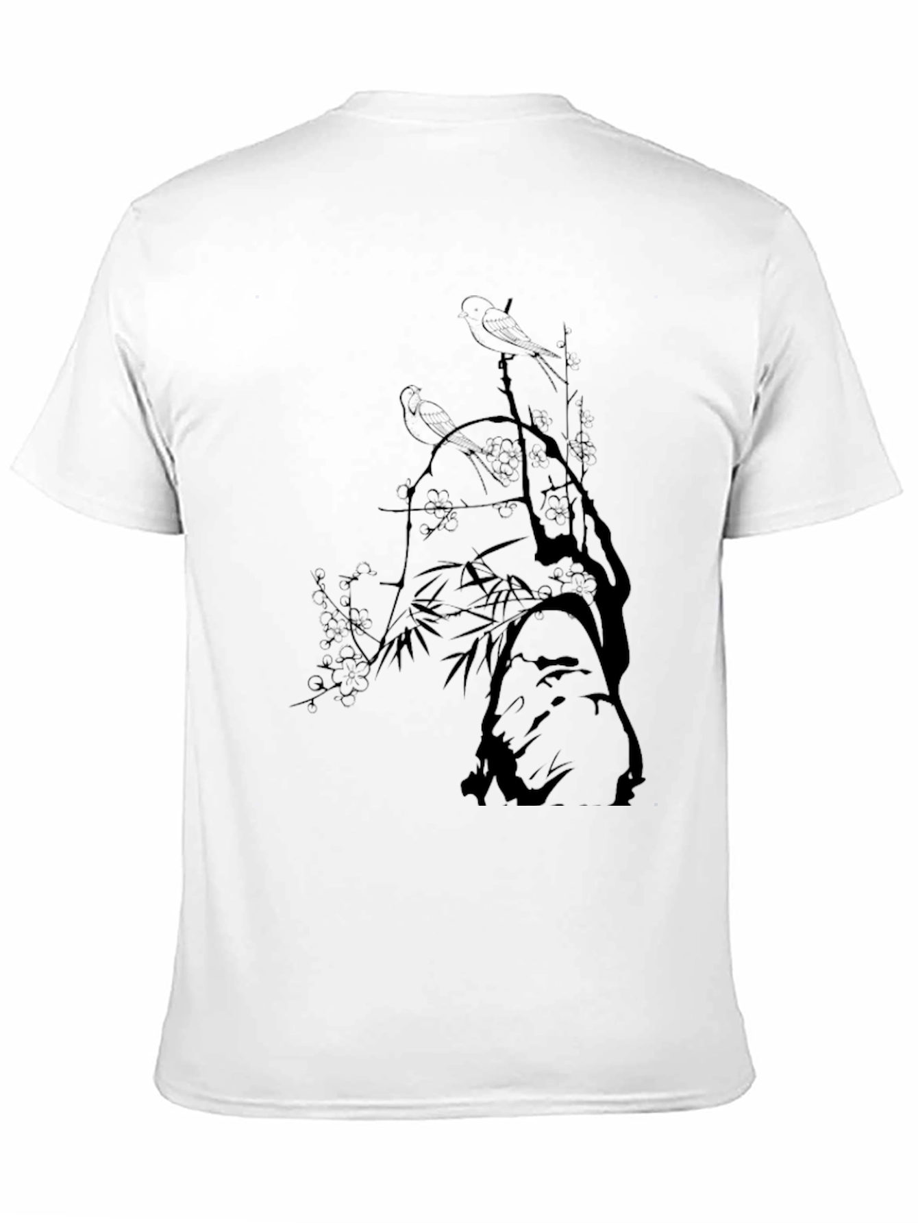 Mens Black T-Shirt with Bird & Branch Graphic