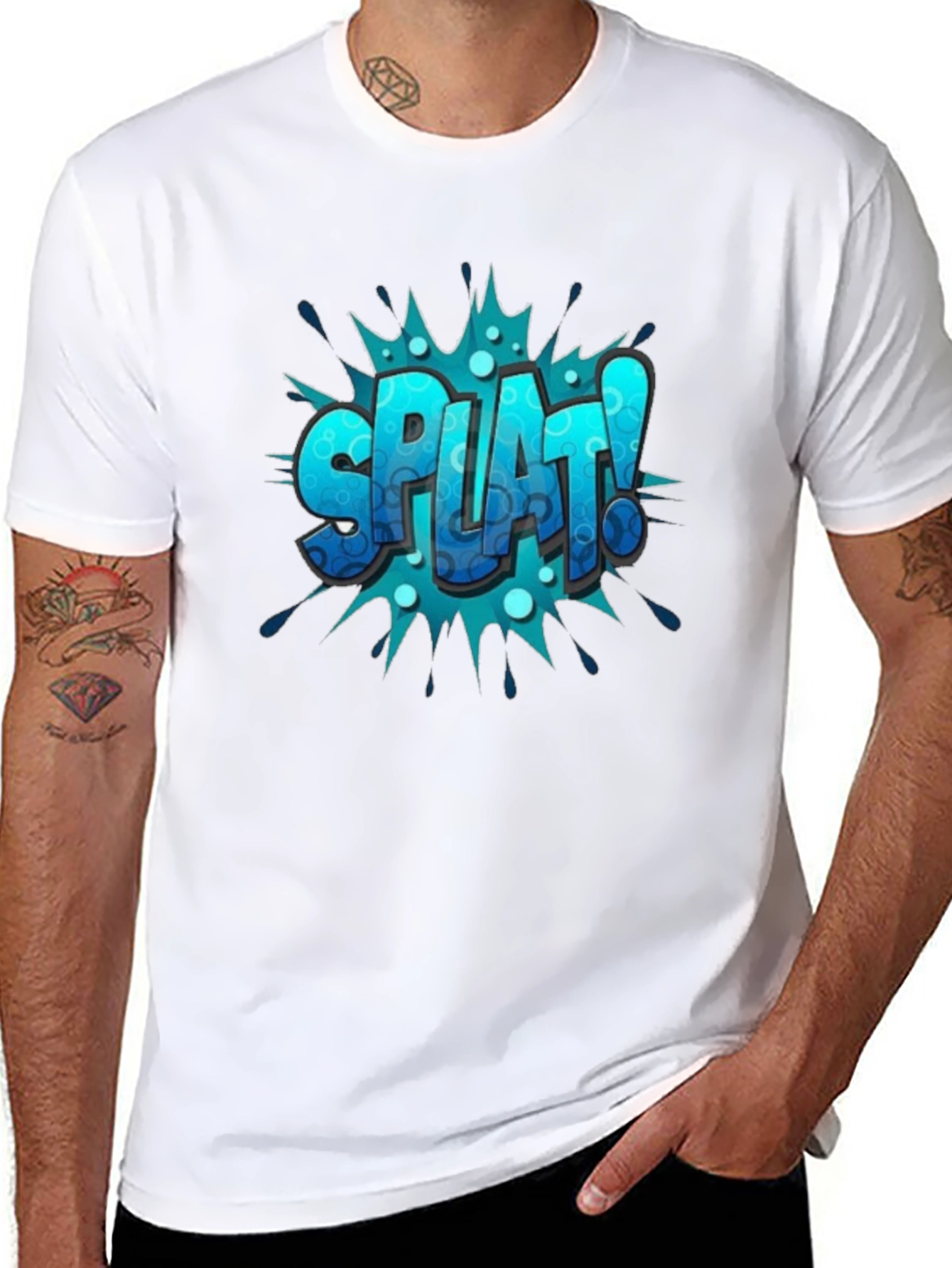 Mens Black Splat! Graphic Print Tee