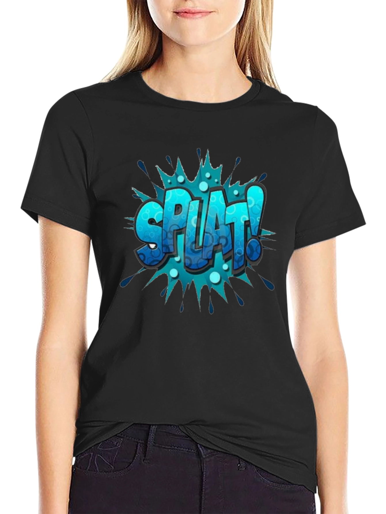 Mens Black Splat! Graphic Print Tee