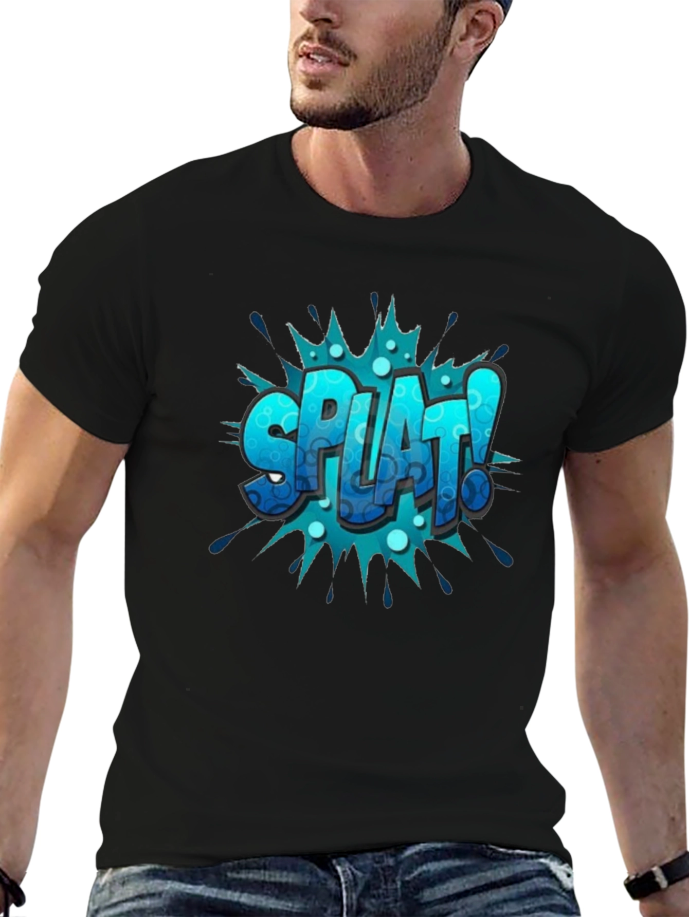 Mens Black Splat! Graphic Print Tee
