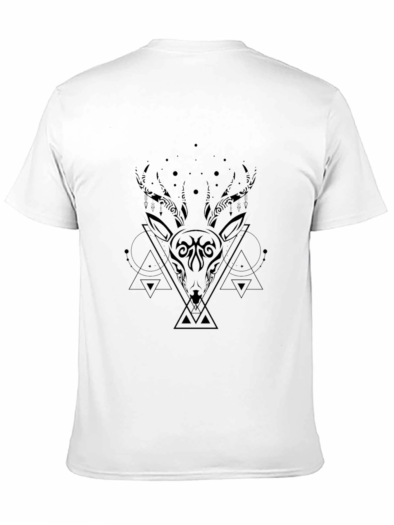 Geometric Deer Graphic Black T-Shirt