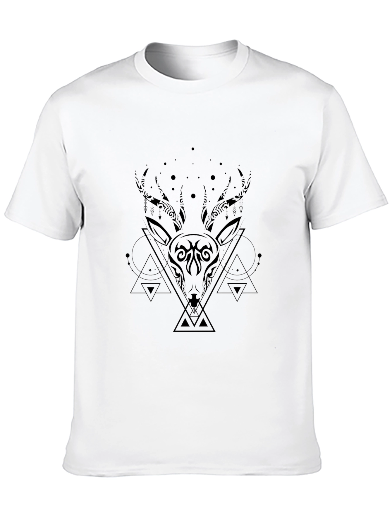 Geometric Deer Graphic Black T-Shirt