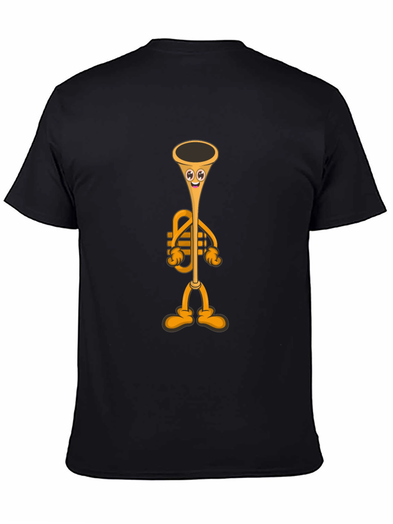 Cartoon Trumpet Graphic Tee - Black