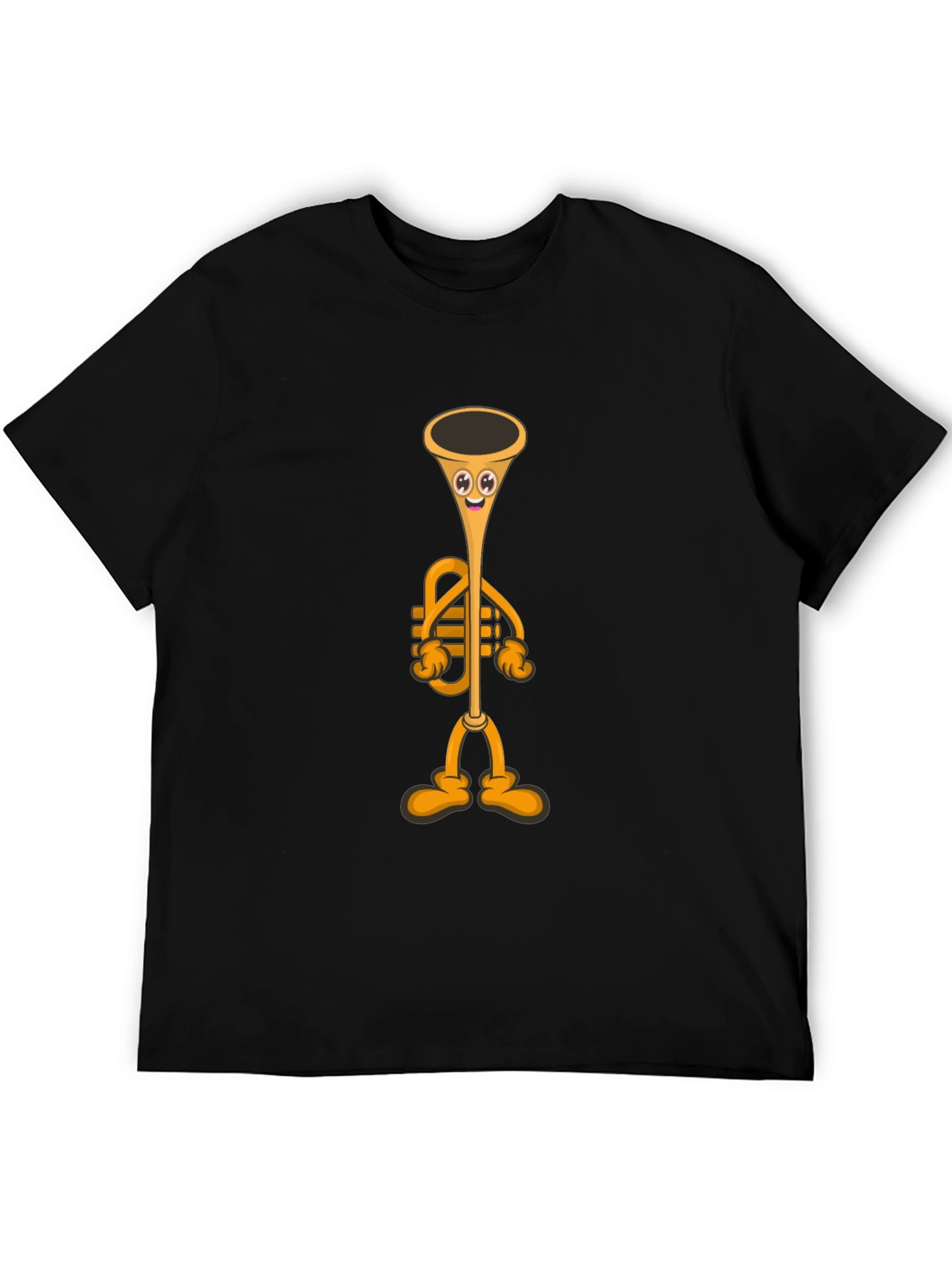 Cartoon Trumpet Graphic Tee - Black