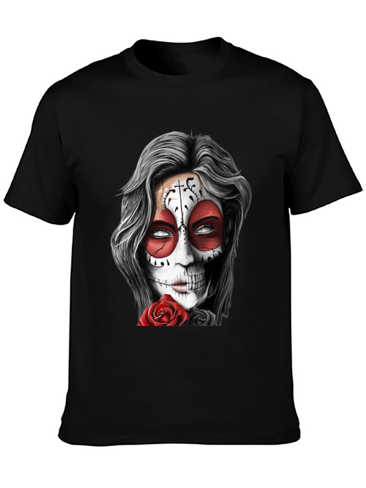 Sugar Skull Rose Graphic Tee - Mens Black T-Shirt