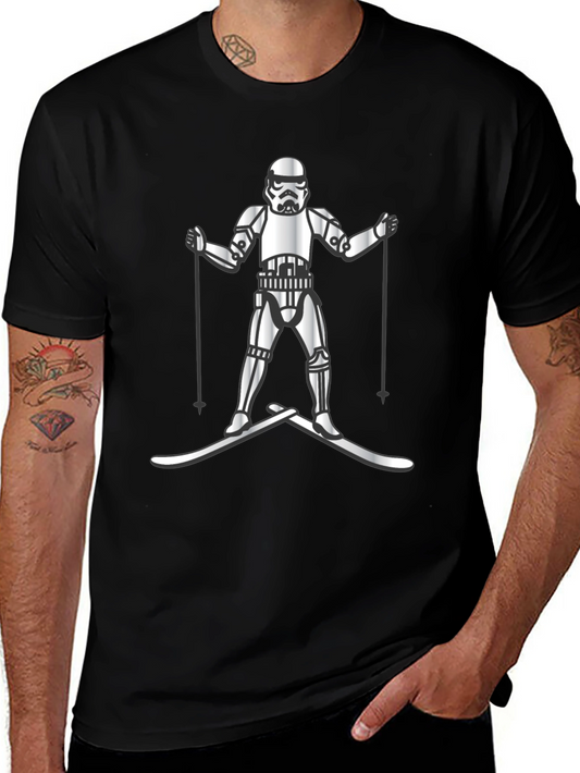 Stormtrooper Skiing Graphic T-Shirt - Black