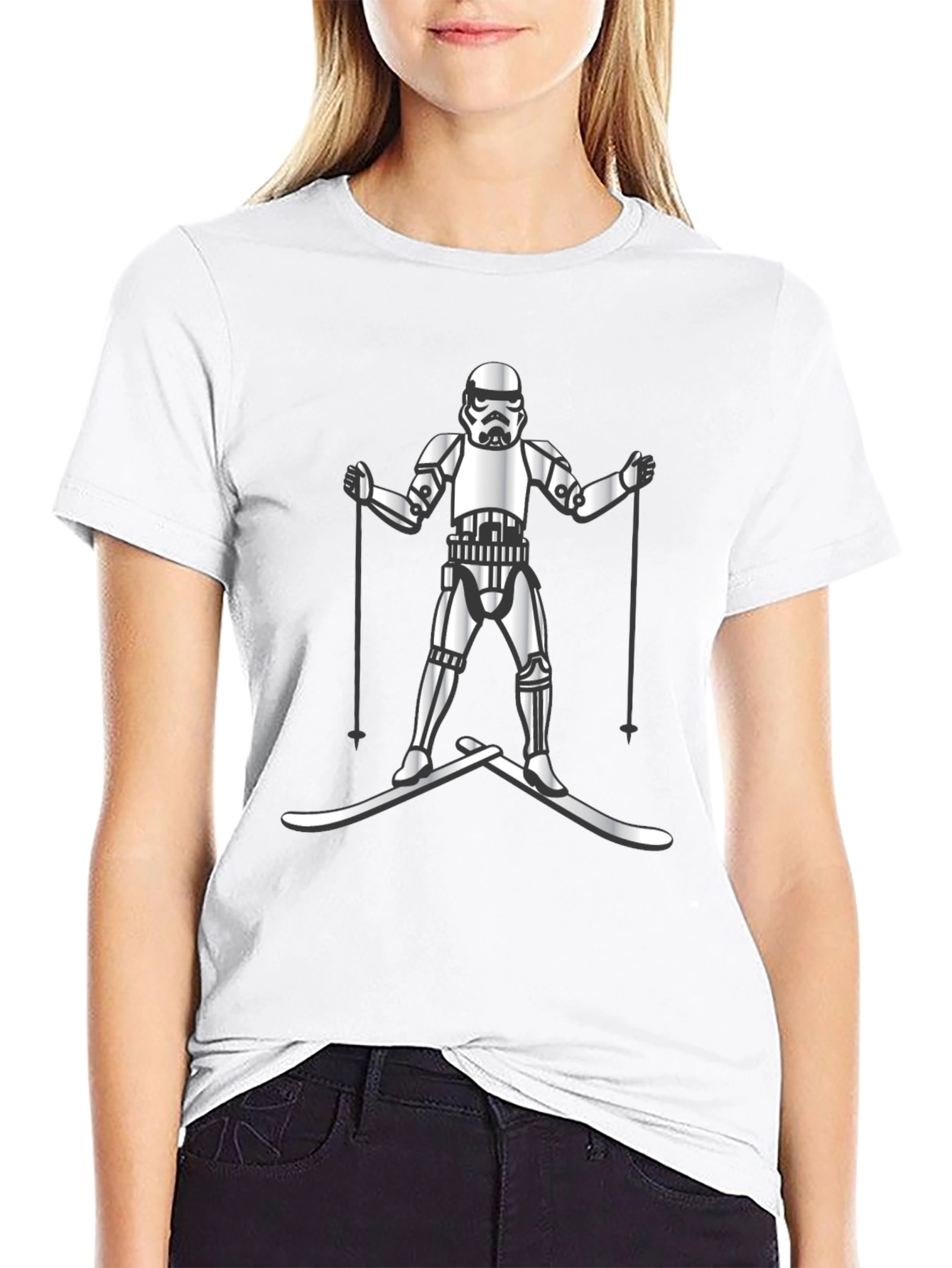 Stormtrooper Skiing Graphic T-Shirt - Black