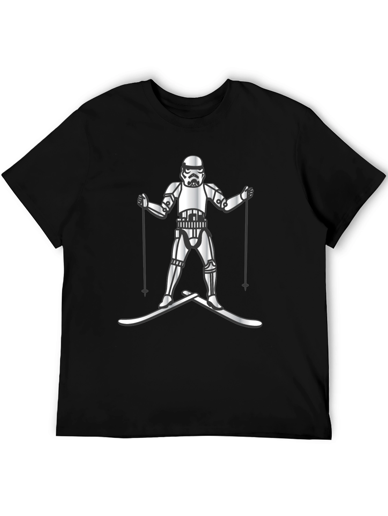 Stormtrooper Skiing Graphic T-Shirt - Black