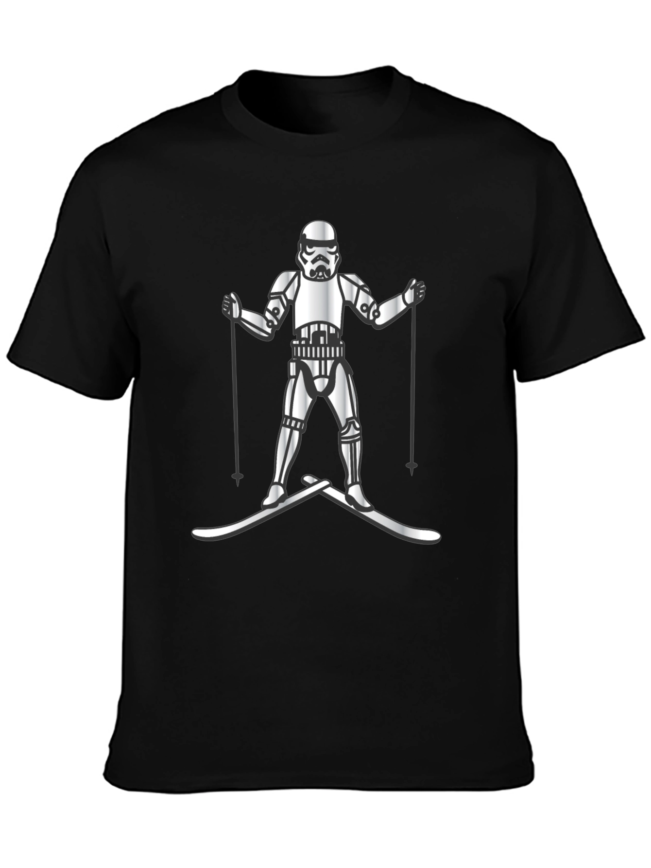 Stormtrooper Skiing Graphic T-Shirt - Black